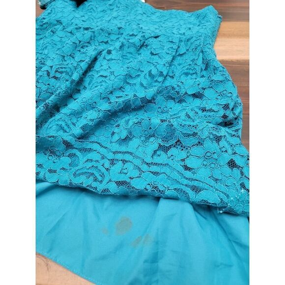 David's Bridal Malibu Blue Lace Halter Short Dress Wedding Guest Size 18 - Picture 6 of 9